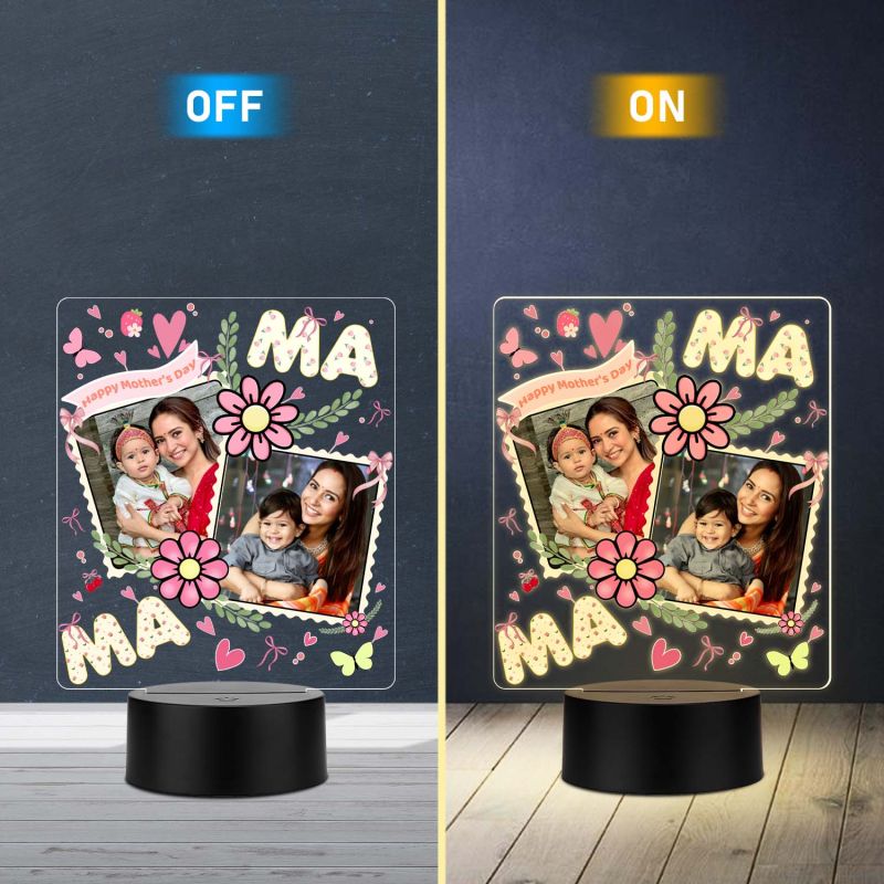 Personalized Mom Photo UV Print LED Night Lamp Mothers Day Gift Warm White Light